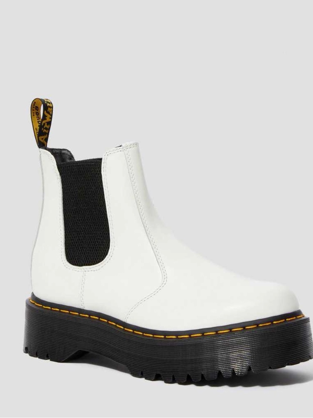 Dr. Martens White Chelsea Boots with Black Elastic